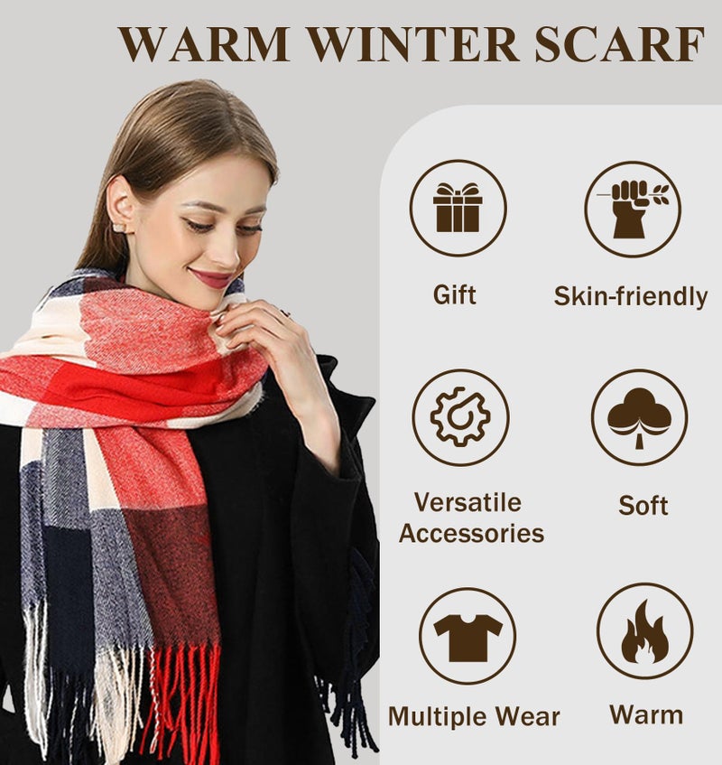 YSense Winter Scarf for Women, Fashion Long Plaid Scarves Warm Big Tartan Blanket Wrap Shawl Ladies Gifts - Image 4